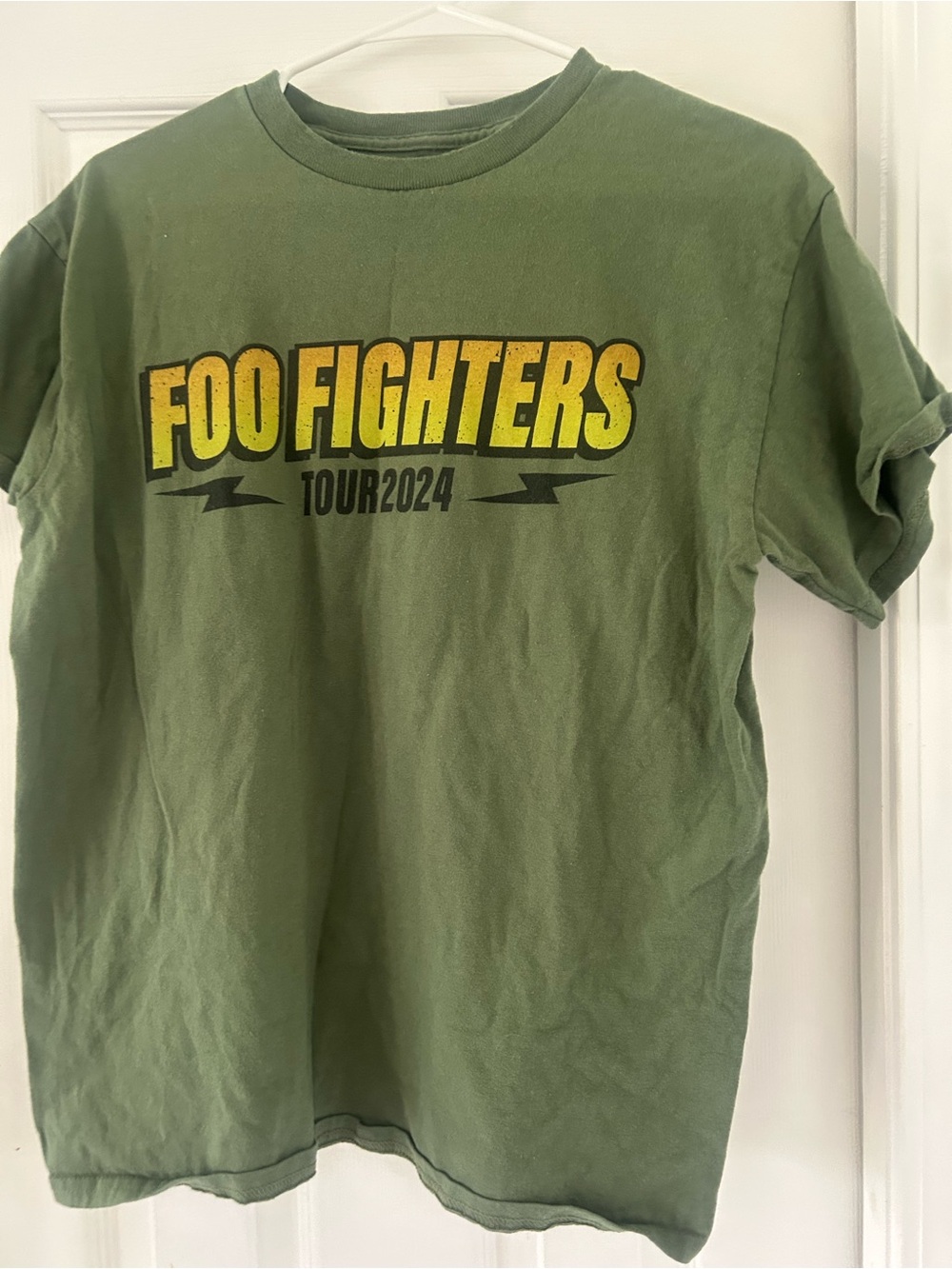 Foo Fighters 2024 Tour Olive Green Short Sleeve Band Shirt Medium
